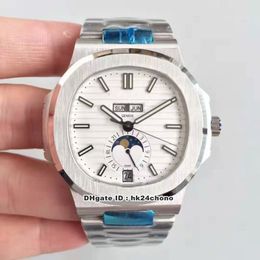 4 stijlen Beste Km Nautilus Jaarlijkse Kalender CAL.324 S Automatic Mens Horloge 5726 / 1A-010 White Dial Roestvrijstalen riem heren sporthorloges