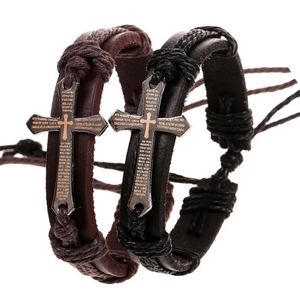 4 stijlen kruisbijbel geloven charme gevlochten armband stedelijke sieraden handgemaakte zwarte lederen verstelbare polsband retro