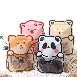 4 Estilos Lindo Oso de Dibujos Animados Bolsa de Merienda Bolsa de Autosellado Paquete de Alimentos Horneados a Mano Pequeña Bolsa de Cremallera Fina LX3995