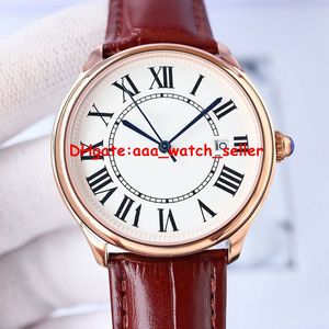 4 stijlen hoogwaardige luxe herenhorloges 40 mm WSRN0032 witte wijzerplaat Romeinse cijfers roségouden kast lederen band automatisch uurwerk saffier elegante horloges