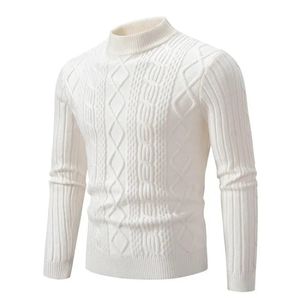 Suéteres de invierno para hombre de 4 estilos, suéter tejido con cuello redondo de Jacquard liso, jersey cálido y delgado de alta calidad 240123