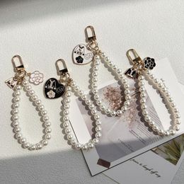 4 stijlen Pearl Chain Keychains Girl Women Handtas Hang Decoratie Key Ring Fashion Accessoires Groothandel