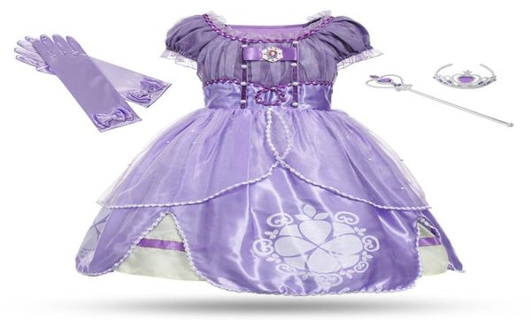 4 estilos, disfraz de princesa Sofía para niñas moradas, vestido de fiesta floral de 5 capas para niños, vestido de fiesta de Sofía para Halloween, disfraz elegante, traje C5641944