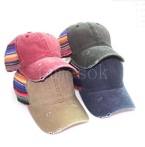 4 styles jeunes et d'âge moyen lavé usé à rayures de baseball à rayures Capes de mode de mode chapeaux bricolage db888