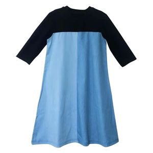 4 à 14 ans enfants adolescent filles d'été denim jeans châssis coton décontracté flare robe noire enfant trois quarts robes 211027