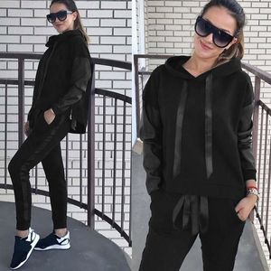 4 # deux pièces ensemble 2020 automne hiver survêtement femmes sweat à capuche et pantalon décontracté 2 pièces tenues femme Sport costume ensembles Y0625