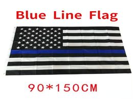4 tipos 90150 cm Blueline USA Police Flags 3x5 Foot Blue Line USA Flagal Black White and Blue American Flag con arandelas de latón 2569119