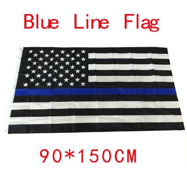 4 types 90150cm Blueline USA Police Flags 3x5 pieds mince Blue Line USA Flag noir blanc et bleu Américain Flag avec laiton GROMET4043535
