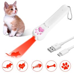4 Types USB PET LED Laser-Cat Laser Toy Interactive Toy Bright Animation Mouse Shadow Cat Pointer Light Pen Oplaadbare Speelgoed