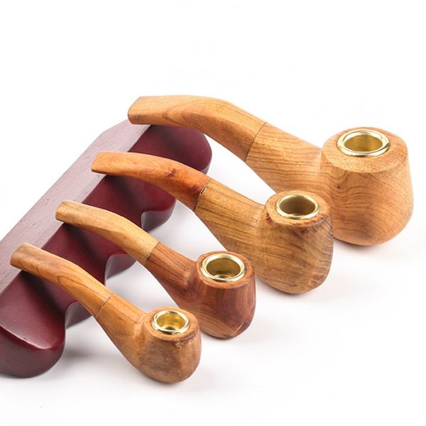 4 Types de tuyaux à main en bois pour fumer du tabac, cigarettes en bois, pointes de filtre à base de plantes, outil avec bol en métal, accessoire de fumée