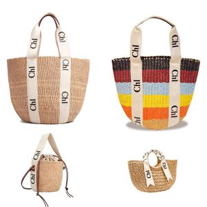 4 types Nouveau WOODY Panier sac sacs de paille homme Sacs à main à bandoulière fourre-tout Plage mode Femmes tissé évider Shopping Luxe Designer Crossbody Embrayage dame hobo Sac à main gym