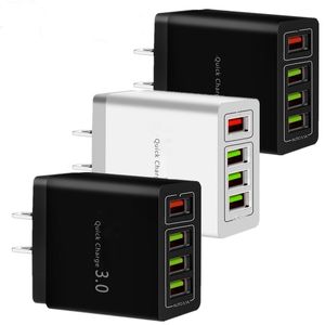 Chargeurs rapides rapides 4 ports USB QC3.0 18W EU US AC chargeur mural de voyage adaptateur secteur prise pour iphone 13 14 15 Samsung S8 S10 Note 10 HTC