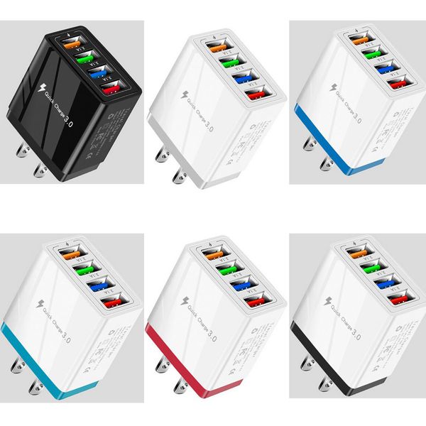 4 puertos USB 3.1A cargador de teléfono móvil cargadores de pared Adaptador de corriente color luz LED UE EE. UU. enchufes estándar para tableta HTC teléfono Android PC mp3