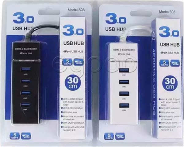 4 Ports USB HUB Usb 3.0 Super vitesse adaptateur pour PC ordinateur portable souris clavier lecteurs externes utiliser USB HUB
