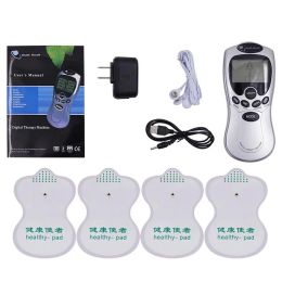 4 façons d'électrode tampons électriques Tens Massage Machine Acupunture Thérapie numérique Stimulateur de stimulateur Stimuleur Slemage Massageur Massageur
