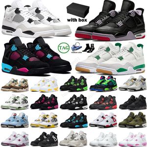 Con la caja 4 zapatillas de baloncesto 4s hombres de las mujeres criadas reinventadas green militar gato negro ogeo puro dinero rojo thunder diseñador de zapatillas Jumpman Sports size EUR36-47