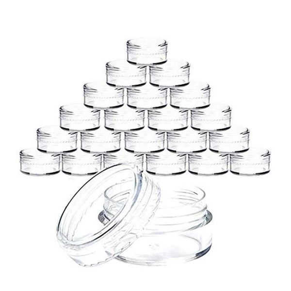 40 # 100 pcs 3 grammes en plastique transparent bijoux de bijoux de maquillage de rangement paillettes de rangement petits pots de récipient rond maquillage box d'organisateur bacs224f