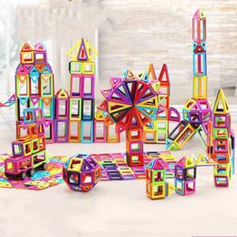 40-113 stks Baby Meisjes Jongens Kleurrijke Pure Magnetische Stuk Bouwsteen Set Kinderen DIY Assembleren Educatief Speelgoed Plastic Q0723