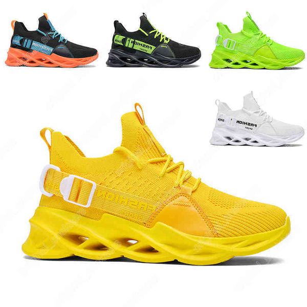 40-44 Vente en gros hommes non-marques femmes chaussures de course lame chaussure respirante noir blanc lac vert volt orange jaune mens formateurs sports de plein air