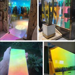 40/50/60 x 400 cm Rainbow Decoratieve One Way Mirror Venster Film, Self-Adhesive Glare Heat Control Reflective Solar Tint Film 210317