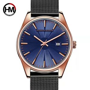 40.5mm mens watch Marque de mode HM Hannah Martin Mouvement à quartz japonais dames montres élégantes simples décontractées en acier inoxydable étanche Montre-bracelet