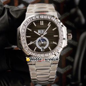 40.5mm YR 5726 Sporthorloges Jaarlijkse Kalender 5726 / 1A-001 CAL.324 S QA Automatic Mens Horloge Zwart Textuur Dial Roestvrijstalen Diamond Bezel Hallo_Watch