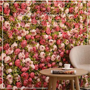 40 * 60 cm panneau mural de fleurs artificielles Milan gazon fête bricolage décor de fond de mariage rose hortensia pivoine luxe 10pcs / lot