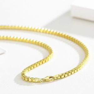 40-60 cm 2,8 mm Real Solid 925 Sterling Zilver Goud Kleur Italië Box Ketting Vrouwen Mannen Sieraden Zware Kolye Collares Hip Hop 231229