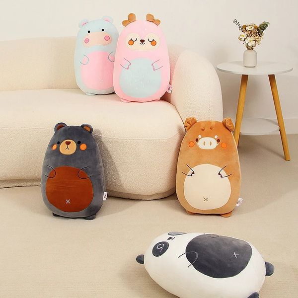 40/60 cm dessin animé animal en peluche peluche Kawaii Squishy oreiller hippopotame panda ours Dino chat cerf cochon canard décoratif enfants cadeau 240111