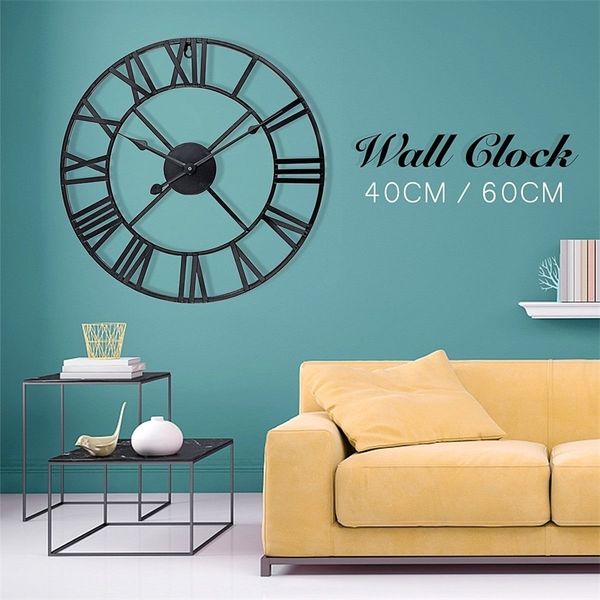 40 / 60cm Nouvelle Mode Moderne Ronde En Métal Horloge Murale Processus De Soudage Très Durable Pour Salle D'étude Bureaux Salons Cafés Etc 201212