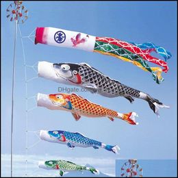 40/70/100 cm Japan Style Karp Wind Sock Flag Chimes Hanging Decorations Yard Koinobori Decor #265902 Drop Delivery 2021 Decoratieve objecten