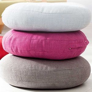 40-70 cm ronde kussen linnen katoen zit pad dikke wasbare meditatiemat moderne sofa kussen tatami stoel terug 211203