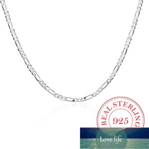 40-75cm Slim 925 Sterling Silver 4mm Figaro Chain Necklace for Women Girl Boy Kids Italy Jewelry Kolye Collares Sieraden Colier