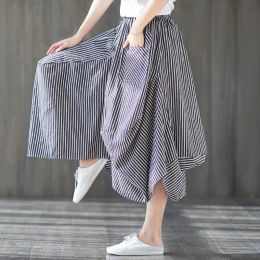 40-85KG dame femmes Vintage jupe taille haute lin Maxi jupe longue été automne coton décontracté taille élastique jupes Saia