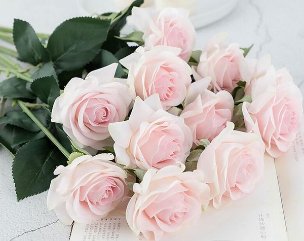Real Touch Rose Décor Rose Fleurs Artificielles Fleurs En Soie Bouquet De Mariage Floral Home Party Design Fleur GA77