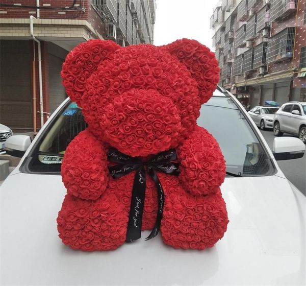 40 cm High Rose Bear Valentines Gift Préservé Romance fraîche Romance Artificiel Rose Toy of Flower Women039S Gift Flower Bear5570406