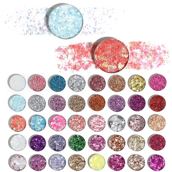 40 couleurs paillettes de fard à paupières palette diamant paillettes de diamant palettes d'ombre à paupières pressés maquillage rose rose brillant maquillage cakaila