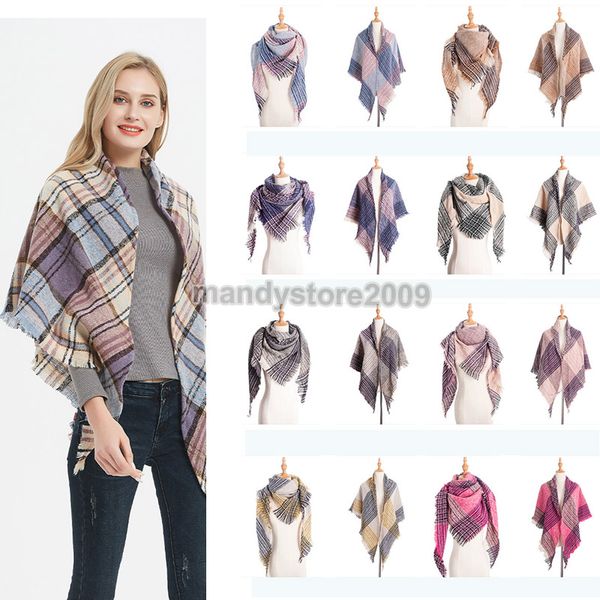 40 Couleurs Femmes Écharpes À Carreaux Grille Gland Wrap Surdimensionné Vérifier Châle D'hiver Foulard Treillis Triangle Couverture Écharpe Livraison Gratuite