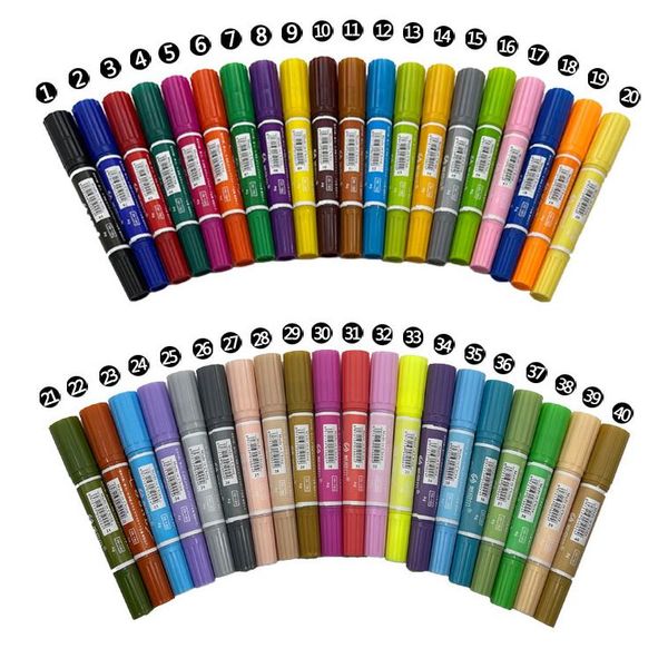 40 Color Double Headred Hiily Marker pour la peinture Sketch Drawing Graffiti Art Markers for Art Student Stationery