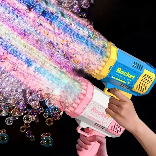 Máquina de burbujas espaciales de 40 agujeros, Gatling ligero de mano para niños, máquina automática de burbujas bazooka, juguetes para niños y niñas