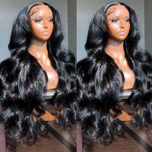 40 inch Braziliaans haar Body Wave Kanten Voorkant Pruik Pre-geplukt 360 zwarte pruiken voor vrouwen 13x4 Hd Transparant Kant Frontale pruik Synthetisch Hittebestendig