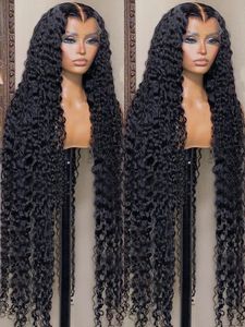 Curly de 40 pouces 134 perruques de cheveux humains avant en dentelle perruques brésiliennes pour femmes vagues profondes 136 HD frontal pré-cueilli 240127