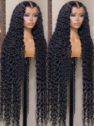 40 inch krullende 13x4 kanten voorkant menselijk haar pruik 220%dichtheid Braziliaanse pruiken voor vrouwen Deep Wave 13x6 HD Lace frontale pruik menselijk haar vooraf geplukt