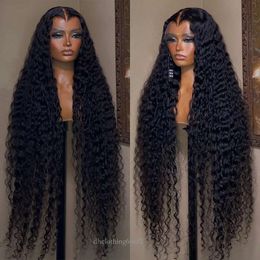 40 pouces Indian Hd Curly Lace Ferm Human Human Wicless Wicon Deep Wig Frontal Wig Frontal et Wavy Synthétique Wig pour femmes noires 4741