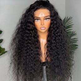 40 pouces Indian Hd Curly Lace Ferm Human Heuvil Wicon Deep Wave Deep Frontal Wig Frontal et Wavy Synthétique Wig pour femmes noires 9647