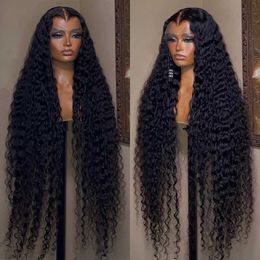 40 pouces Indian Hd Deep Curly Lace Wig Front Hair Human Human Wave Wave Wave Frontal Wet and Wavy Synthétique pour noir