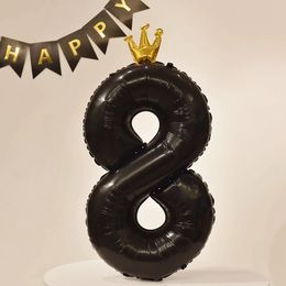 40 pulgadas grandes grandes coronas corona negra aluminio de aluminio globo de cumpleaños decoraciones de fiesta de cumpleaños numero de regalo de baby shower con boda corona dhl