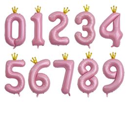 40 pulgadas grandes grandes coronas rosa rosa aluminio aluminio globo Decoraciones de fiesta de cumpleaños de la fiesta de baby shower globos con corona