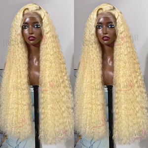 Perruque Lace Frontal Wig brésilienne naturelle bouclée, cheveux naturels, Loose Deep Wave, blond miel 613, 13x6 HD, 40 pouces, 13x4