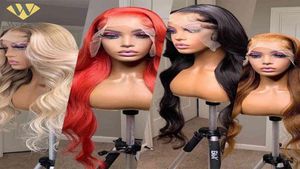 40 pouces Transparent 360 HD Frontal Vendeur vendeur brut brésilien Brésilien Deep Wave 13X4 Lace Front Human Hair Wigs for Black Women5689231